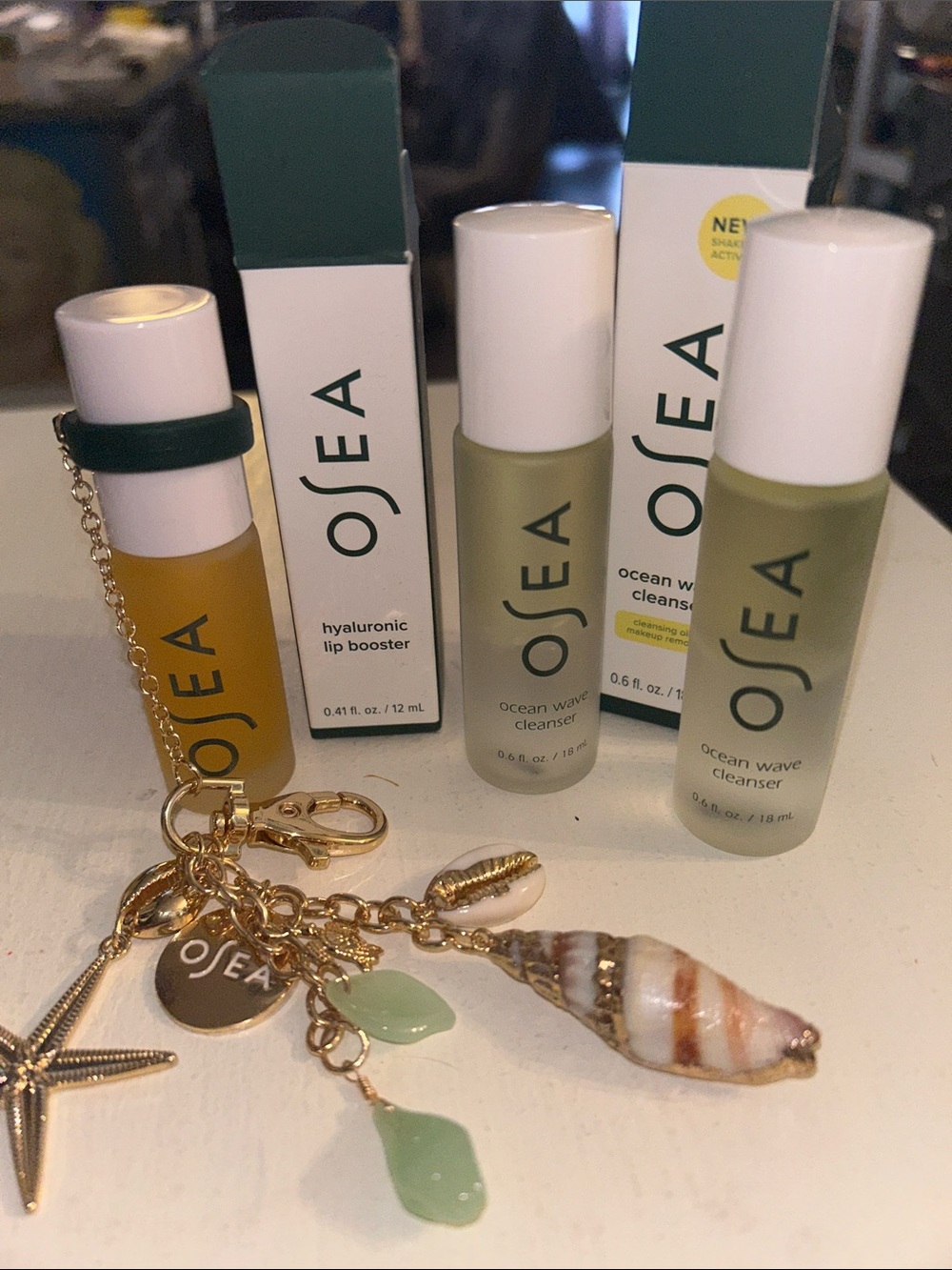 OSEA Travel Hyaluronic Lip Booster & 2 Ocean Wave Cleansers & Coastal Charm